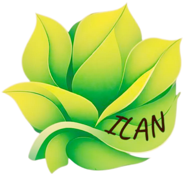 Logo złożone z kilku jasnozielonych i żółto-zielonych, stylizowanych liści, z brązowym napisem 'ZILAN' na jednym z nich.