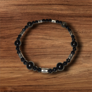 Bransoletka – agat czarny, spinel.